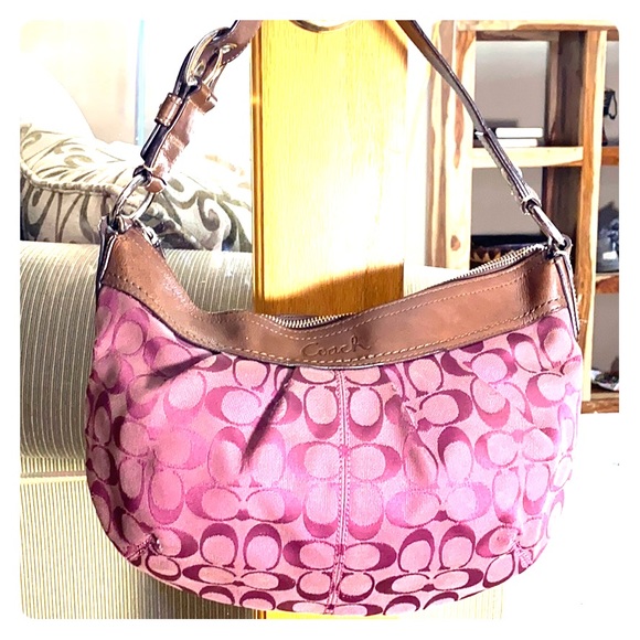 Coach Handbags - 💕 Coach wine brown medium fabric leather hobo 💕